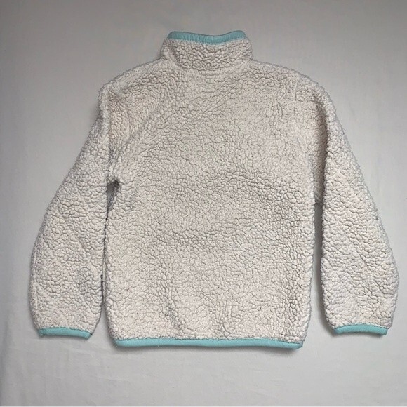 Columbia Sherpa Girl’s 4-5 Off White Light Blue Full Zip Fleece Jacket Spring - Picture 4 of 5